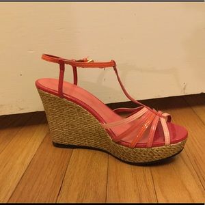 Pink Strappy Wedges